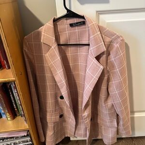 Simplee Apparel Pink Plaid Blazer